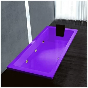 Ванна Gruppo treesse Quadra 170 V072B-DX-FZ фиолетовая с золотой фурнитурой гидромассажем и дезинфекцией прямоугольная встроенная правая