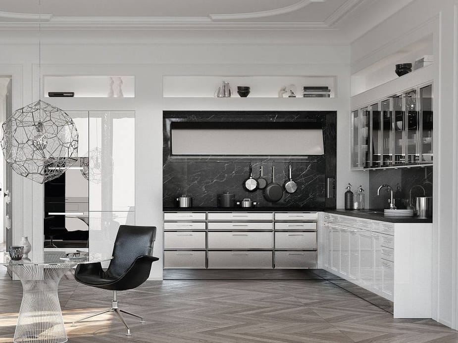 Глянцевая лакированная кухня и сталь SieMatic SieMatic CLASSIC - SE 2002 BAL ARCH-00032900