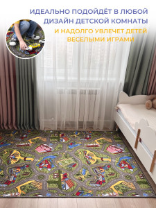 91120856 Ковер Детский городок полиамид 100х250см зеленый STLM-0492505 AVALON CARPET