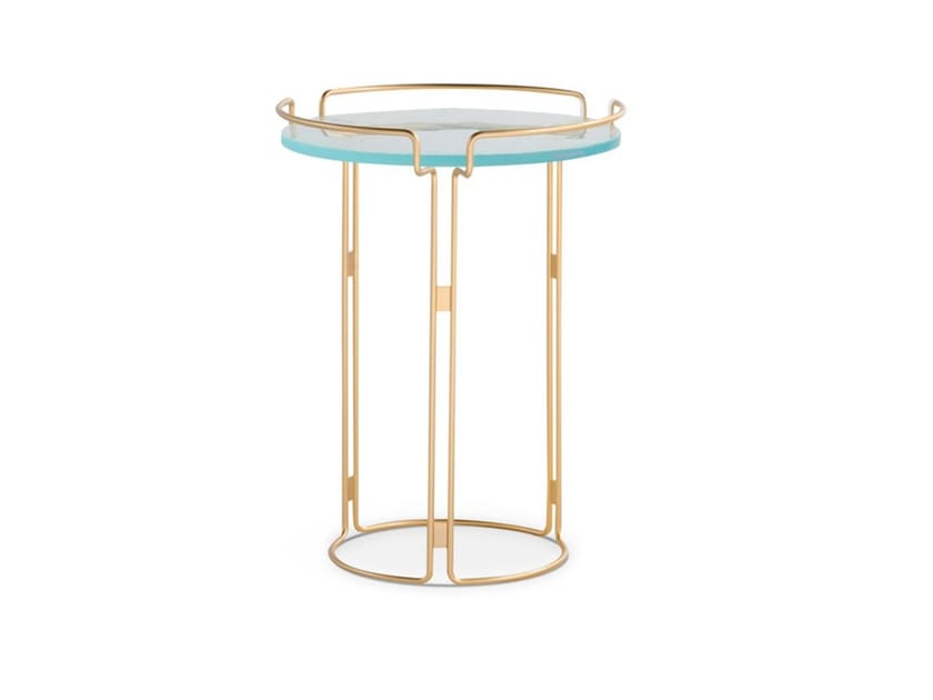 Высокий круглый стеклянный журнальный столик ROCHE BOBOIS BIJOU ARCH-00018985