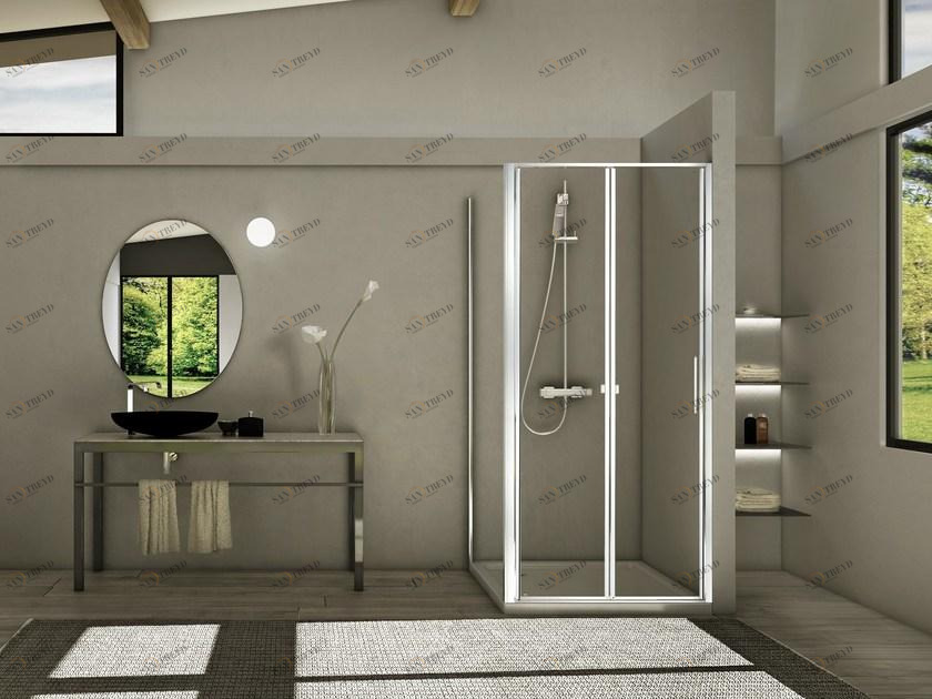 Duka Угловая душевая кабина из алюминия и стекла Quadra – con profili verticali e orizzontali sun-id-1494513