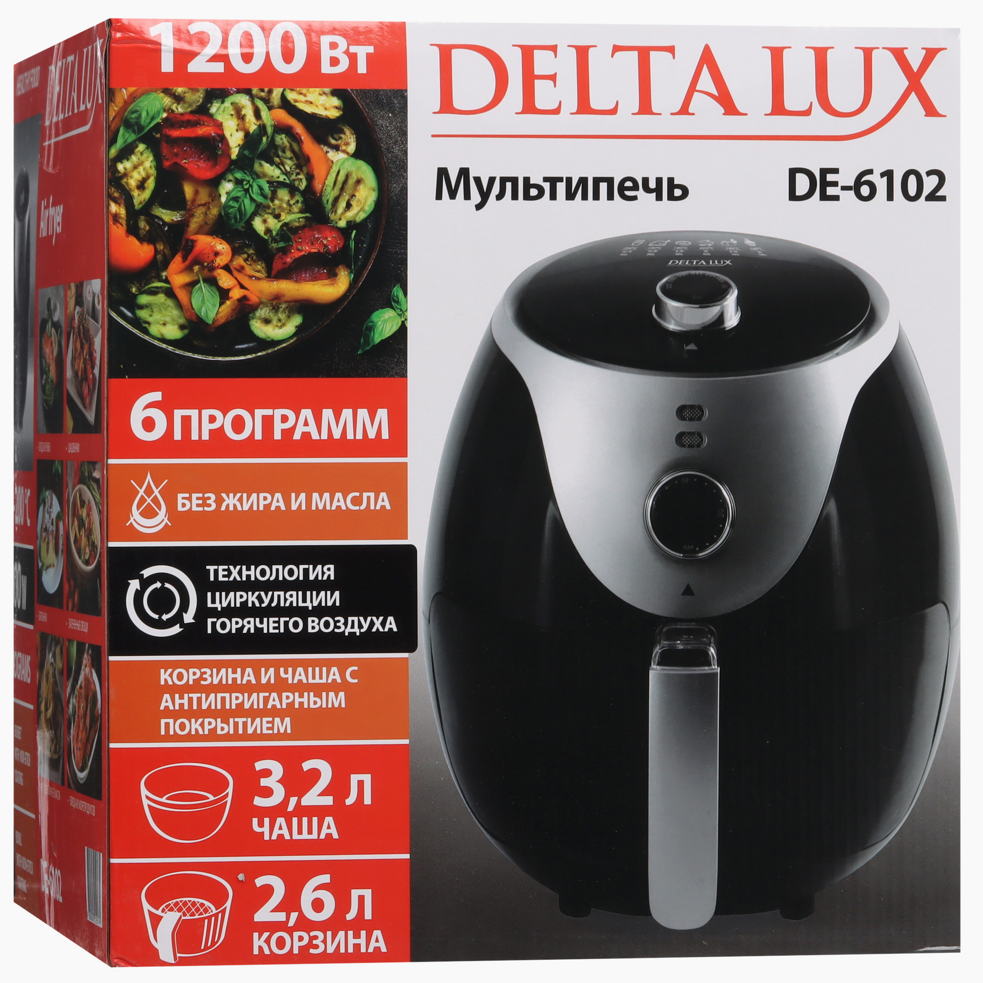 5354882 Аэрогриль DELTA LUX DE-6102 черный STDN-0143627 - Вид №10