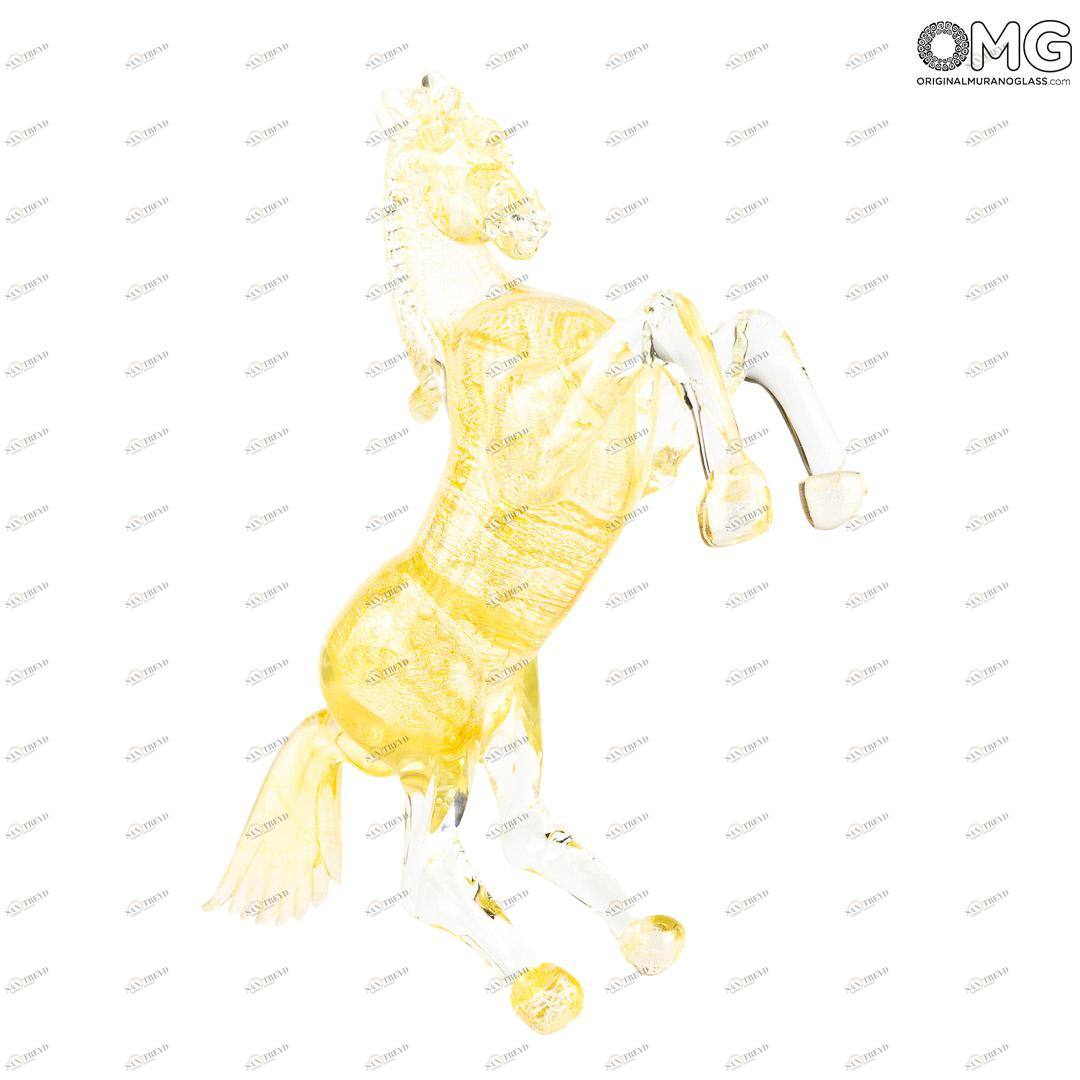 3593 ORIGINALMURANOGLASS Скульптура Лошадь Шайр - золото - муранское стекло - муранское стекло OMG  см 