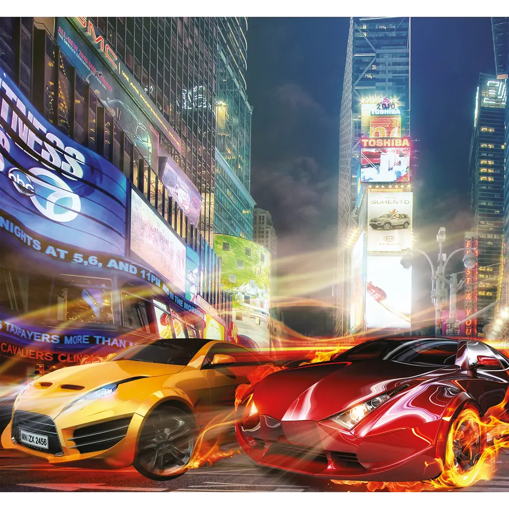 Фотообои 3D Flizart «Гонки в Токио», флизелиновые, 300x280 см FBRUSH STLM-2209662