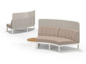 Модульный изогнутый садовый диван с высокой спинкой