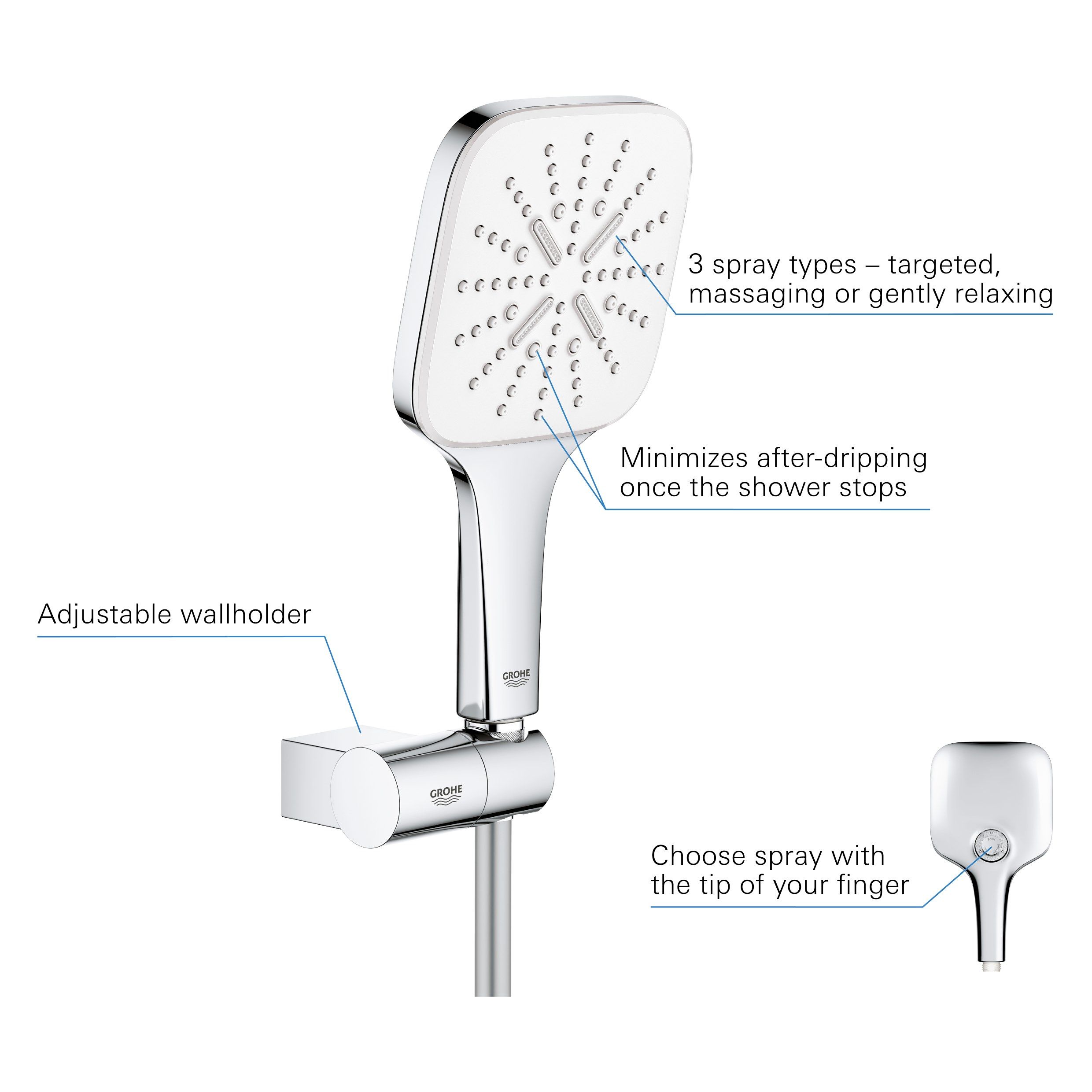 Ручной душ с 3 форсунками с подставкой Grohe Rainshower SmartActive ARCH-00042217 - Вид №16