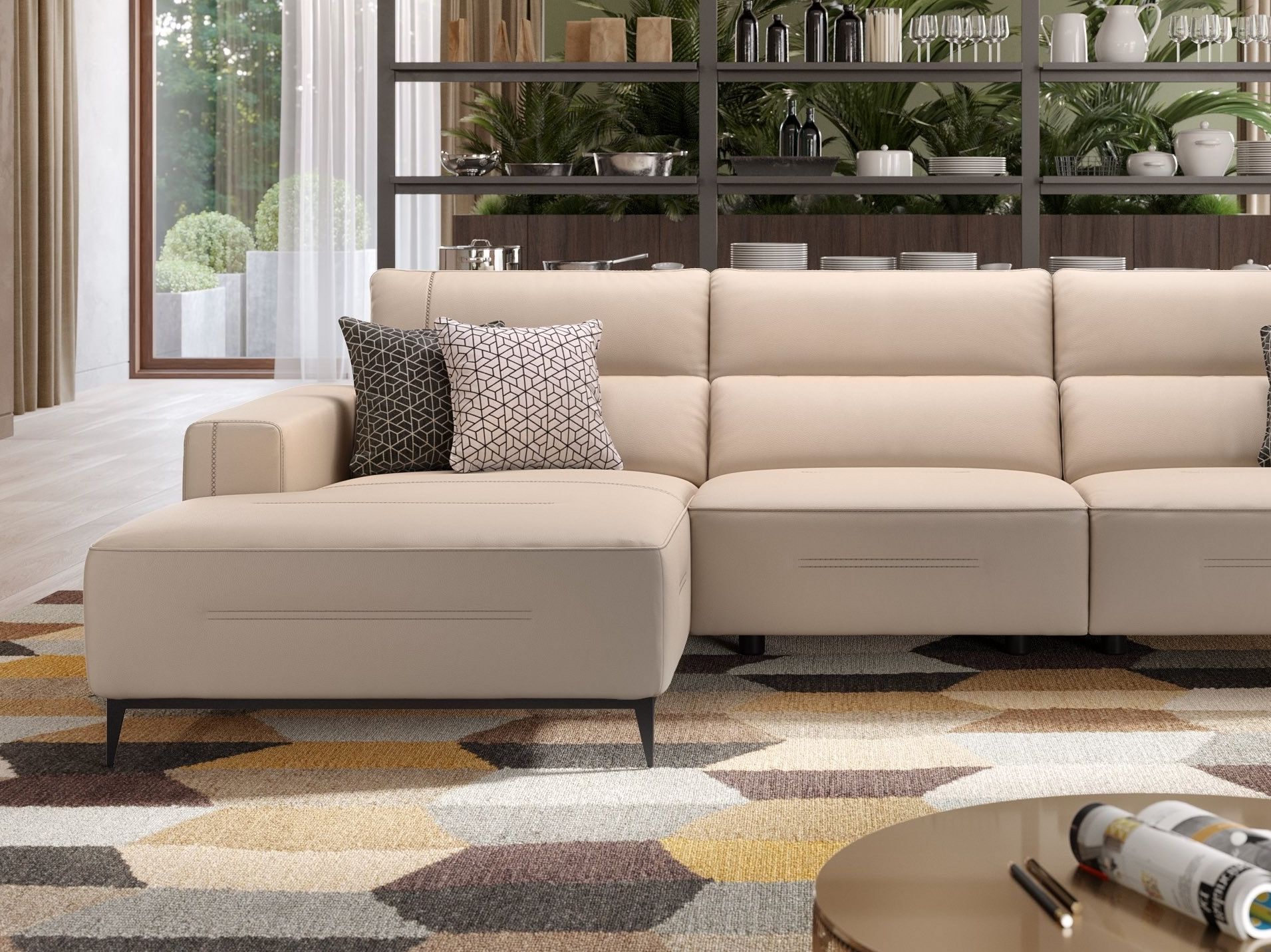 Кожаный угловой диван с шезлонгом Sofanella Teramo ARCH-00118539 - Вид №3