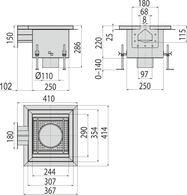 Промышленный сливной трап с щелевым выпуском из нержавеющей стали AISI 304 ALCAPLAST APR21151 - Вид №2