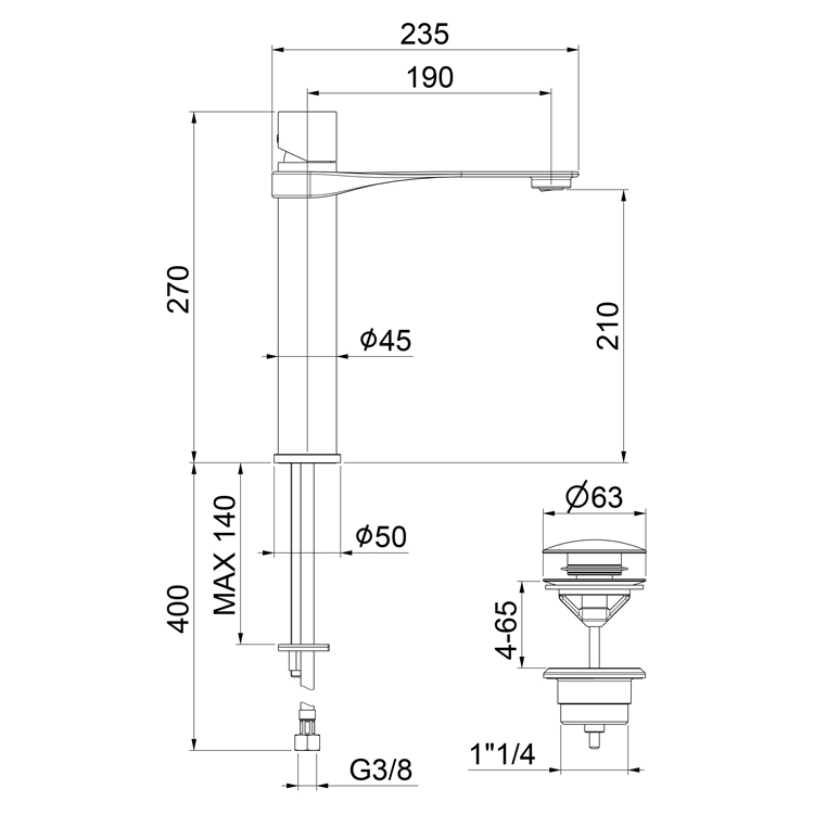 NB830402741 Смеситель для раковины Webert One-B  - Вид №1