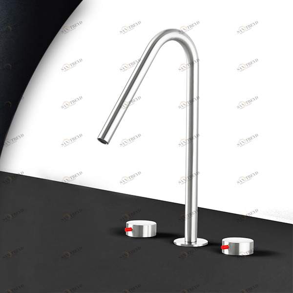 Смеситель для раковины сталь глянцевая с красной ручкой Toki Radomonte TKI24LCIL35