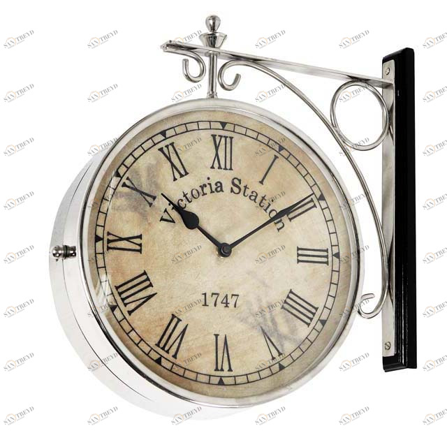 Часы настенные круглые 28 см бежевые Clock Station EICHHOLTZ ДИЗАЙНЕРСКИЕ 00-3883249 Бежевый;серебро 