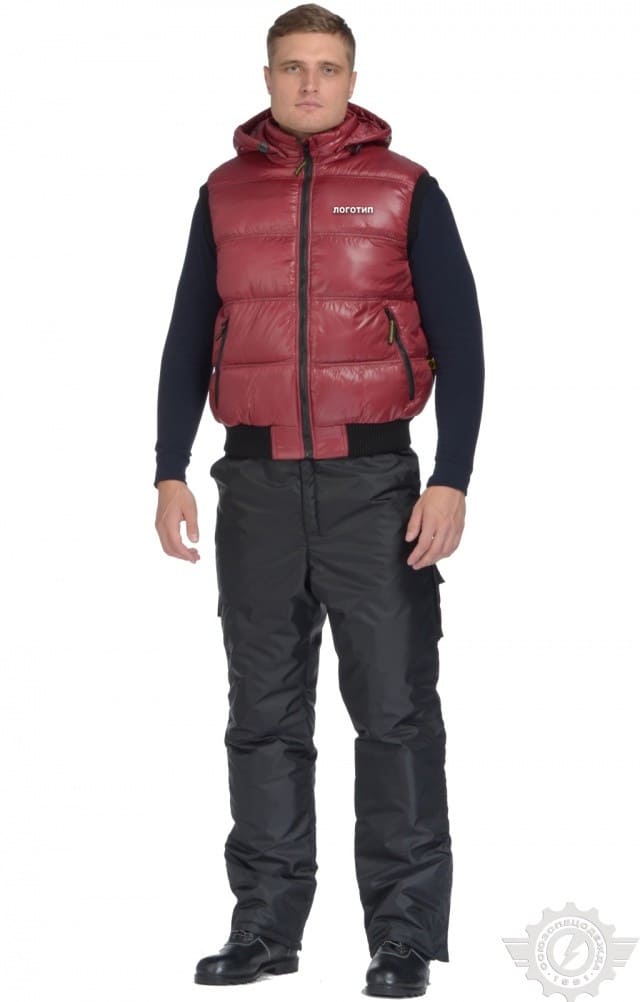 61197 Жилет "Комфорт" зимний бордо  Зимняя спецодежда  размер 44-46/170-176  - Вид №6