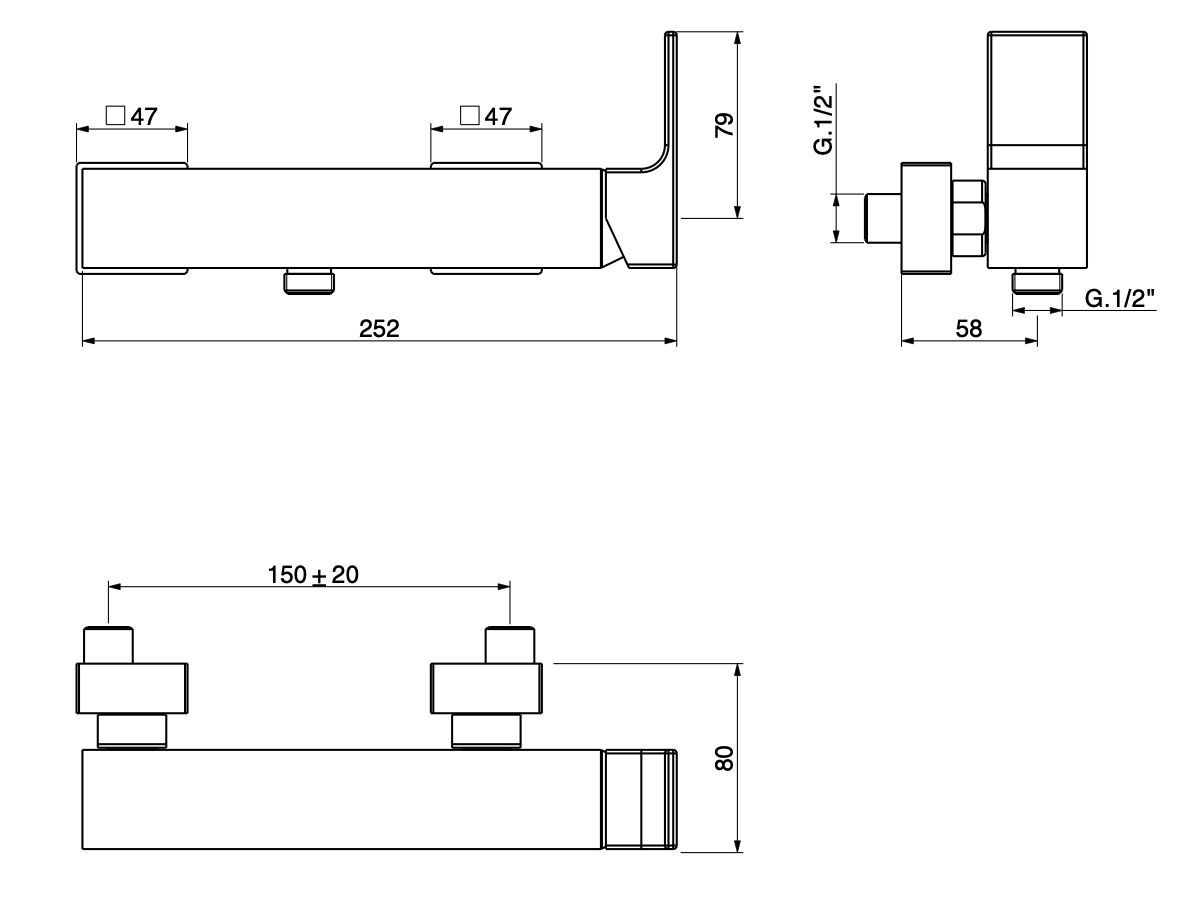 Смеситель для душа на открытом воздухе GATTONI Kubik ARCH-00041720 - Вид №2