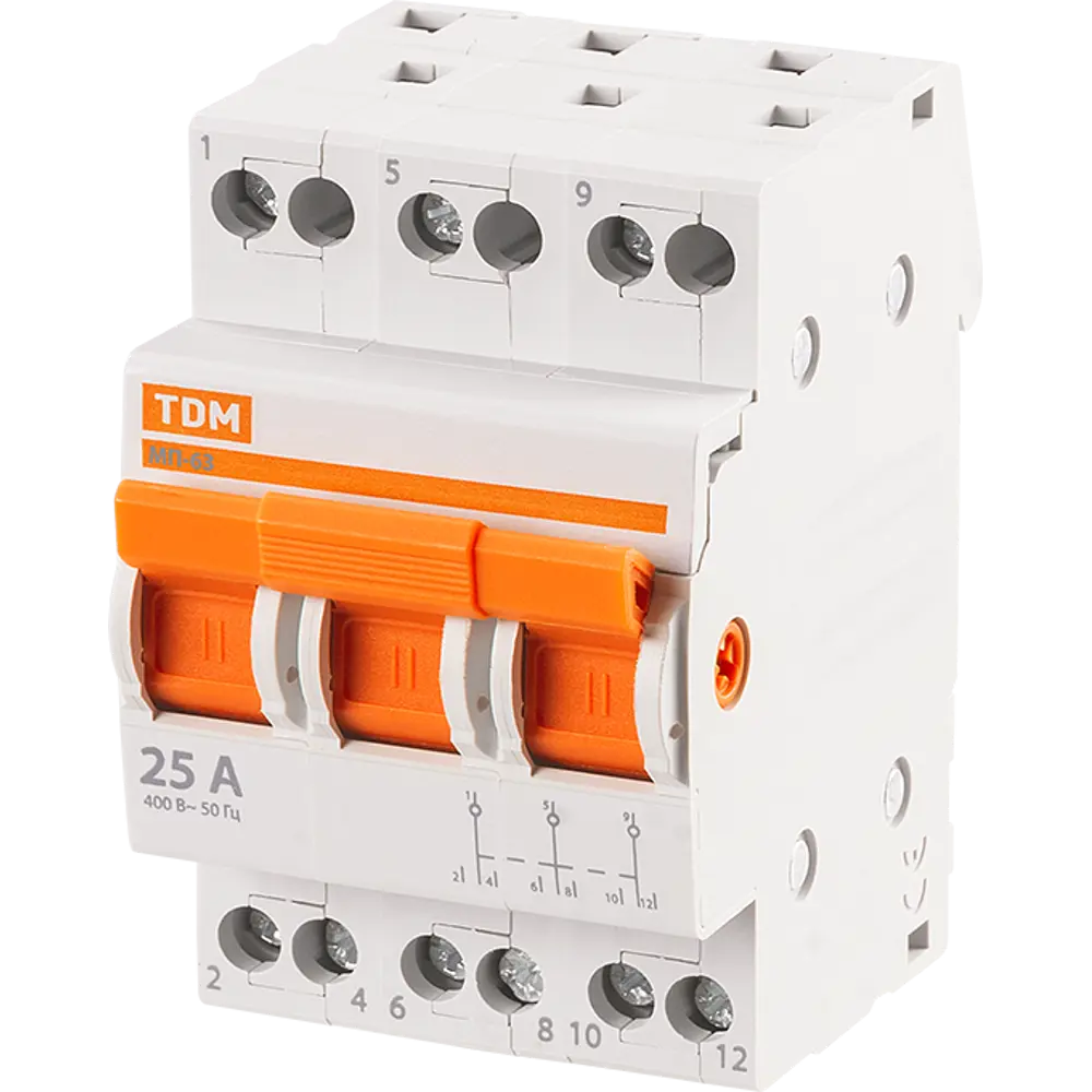 Модульный переключатель TDM Electric МП-63 3P 25 А трёхпозиционный STLM-2046952