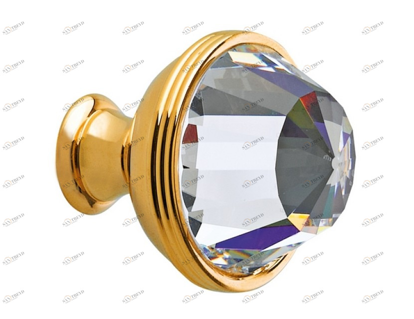 0Z5738.000.44 Ручка для шкафа диаметром 34 мм с кристаллами сваровски Мат античная латунь Mestre 