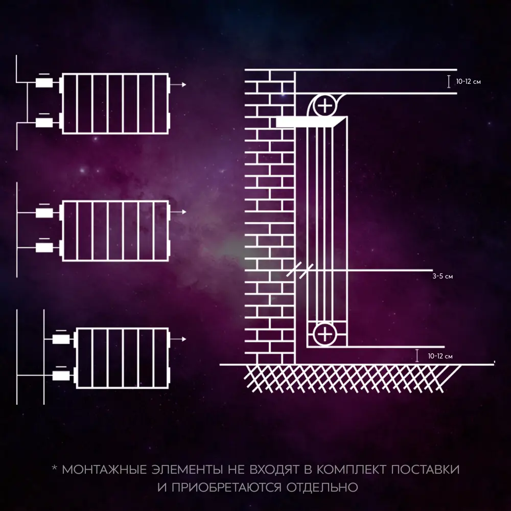 Радиатор секционный Le Heat Bimetal 200/100 16 секций боковое подключение биметалл белый 89423764 STLM-2145060  - Вид №10