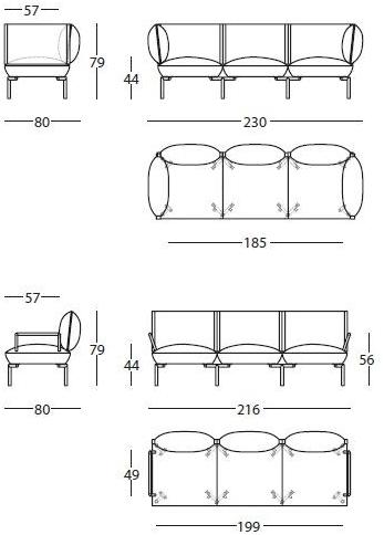 Sancal 3-х местный тканевый диван Click sun-id-1499825 - Вид №2
