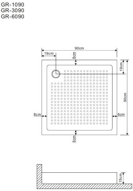 Душевой поддон GROSSMAN 90*90*15 квадрат для GR-1090, 3090, 6090 GR-119109020 - Вид №1