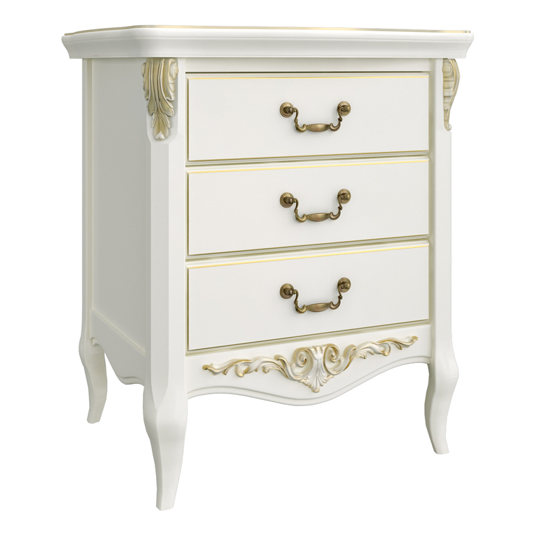 Прикроватная тумбочка с 3 ящиками светло-бежевая с золотом Romantic Gold KREIND ROMANTIC GOLD 00-3879961 Разноцветный;бежевый Santreyd  - Вид №6
