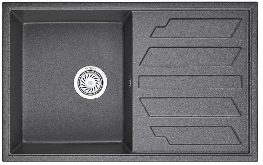 8002, ГРАФИТ (ЧЁРНО-СЕРЫЙ), кухонная мойка, кварц