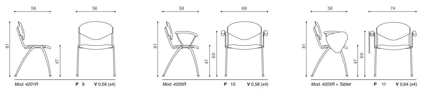 Ares Line Штабелируемый стул для конференций из ткани с клапаном Omnia contract sun-id-1380274 - Вид №7