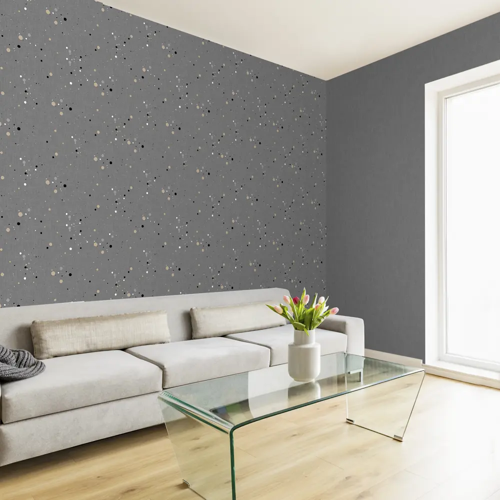 Обои флизелиновые Ateliero Goroshek темно-серые 1.06 м At283758Э STLM-2068428 - Вид №3