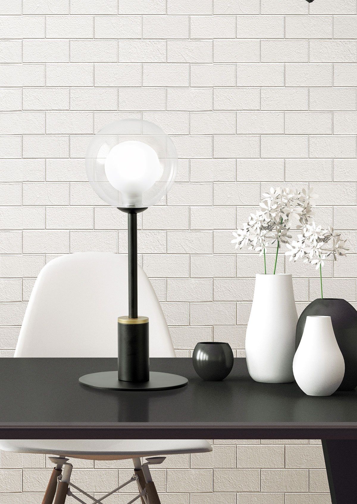 Настольная лампа из боросиликатного стекла и металла Miloox ARCH-00008664