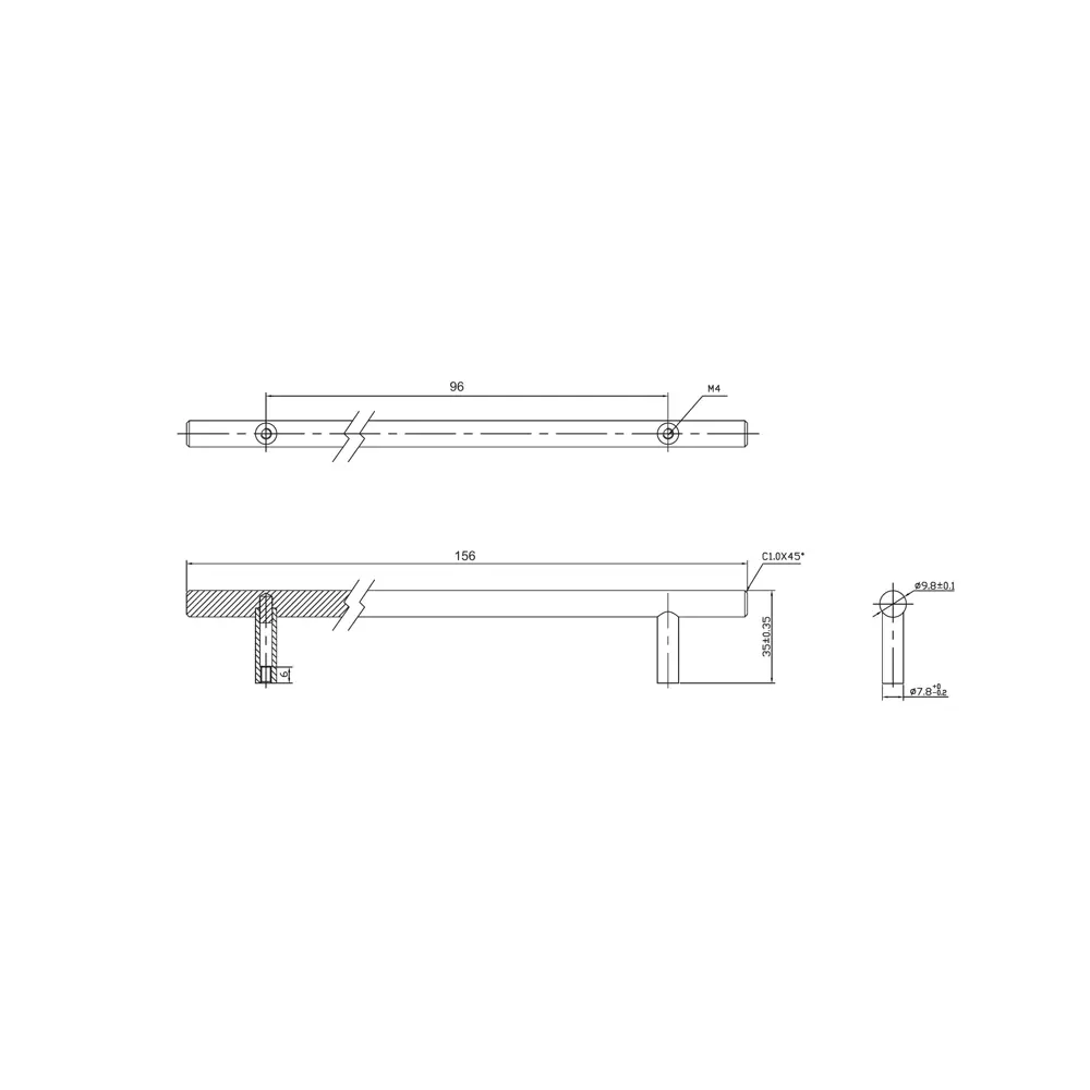 Мебельная ручка-рейлинг Бира черная 96 мм INSPIRE STLM-2170753 - Вид №4