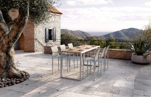 Высокий садовый стул из нержавеющей стали со спинкой