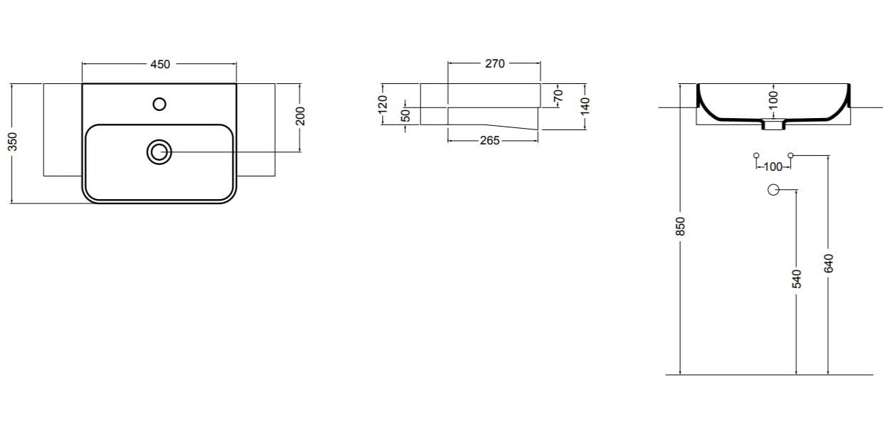 Керамическая квадратная ручная мойка с переливом Axa Prisma Sink Bowl Normal ARCH-00027970 - Вид №3