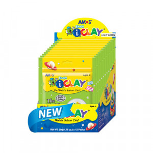 22041 Масса для лепки iClay в пакетиках 50 г зеленая неоновая AMOS