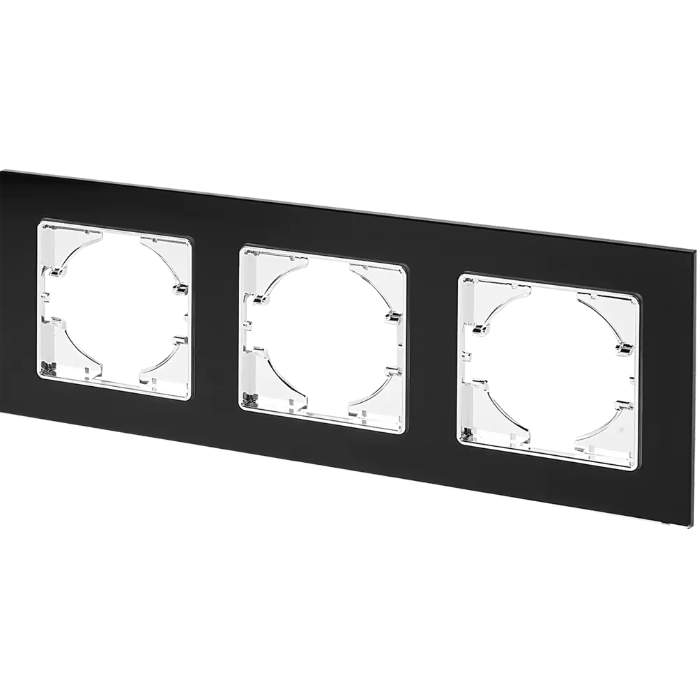 GUSI Electric Ugra - Элегантная рамка для розеток на 3 поста в черном стекле 85233694 STLM-0060201 - Вид №1