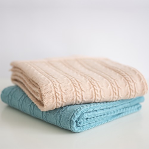 Плед бежевый Light APERO ДИЗАЙНЕРСКИЕ, ВЯЗАНЫЕ, ОДНОТОННЫЕ 010283 Бежевый  - Вид №1