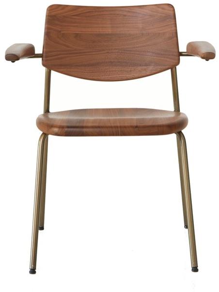 BassamFellows Штабелируемый стул из нержавеющей стали и дерева с подлокотниками Pipe Cb-580 - Вид №1