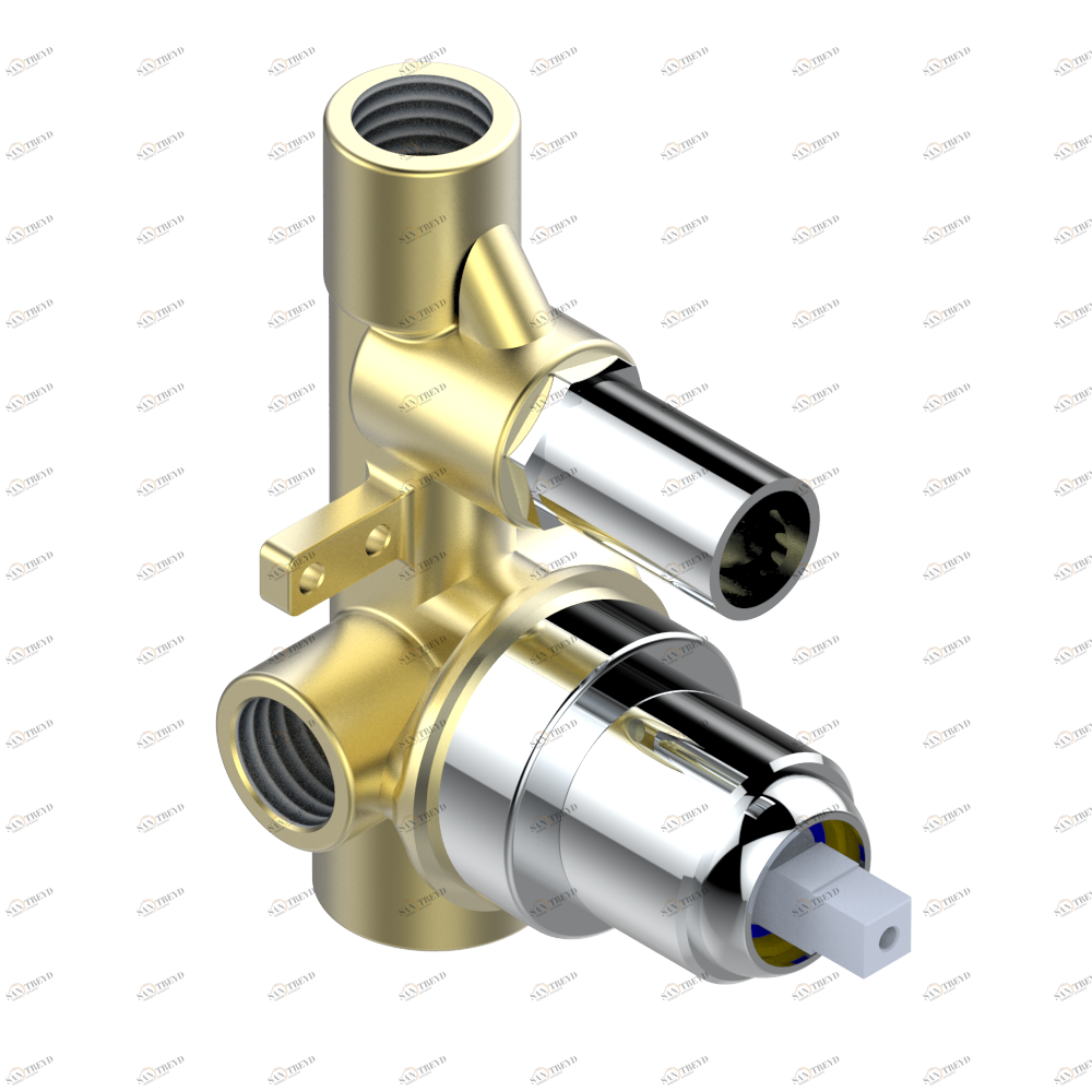 D1A-6551A Скрытая часть настенного смесителя для душа с дивертором (2 входа 1/2’’, 1 выход 3/4’’ и 1 выход 1/2’’) Thg-paris Elliott Без отделки 