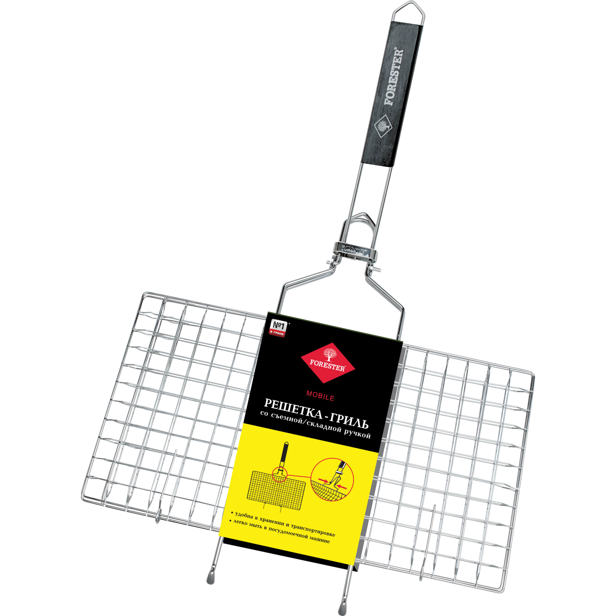 82641639 Решетка-гриль со съемной складной ручкой Forester 22х44 см Santreyd 