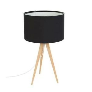 Лампа настольная Tripod Wood, черная с бежевыми ножками