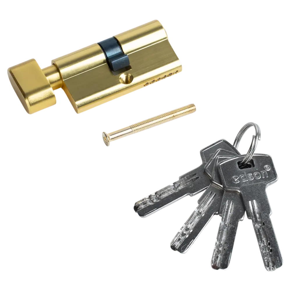 Цилиндр EDS-CYL 30x30 мм ключ/вертушка цвет латунь EDSON STLM-2085024 - Вид №2