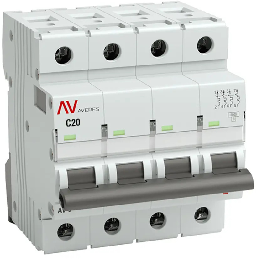 Автоматический выключатель EKF Averes 4P C25A для защиты от перегрузок 88883145