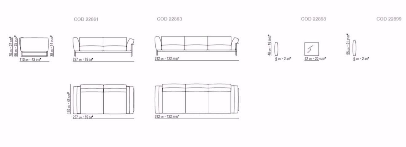 Flexform 3-х местный тканевый диван Zeno sun-id-1501157 - Вид №4
