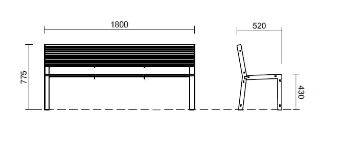 Стальная скамья со спинкой Studio Città парк ARCH-00042199 - Вид №4
