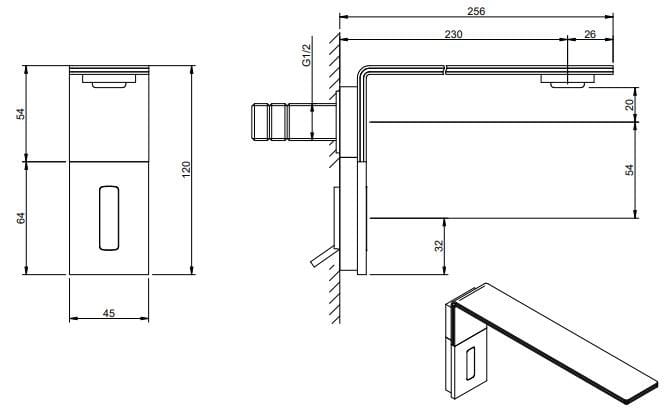 Электронный настенный смеситель для раковины из нержавеющей стали Rubinetterie Treemme 5 мм ARCH-00004138 - Вид №1