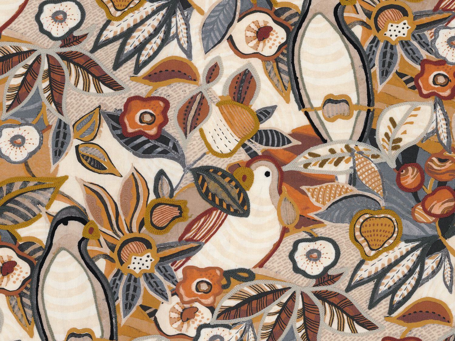 Многоцветная вышитая ткань из хлопка и льна Casamance Pico Bonito ARCH-00102496