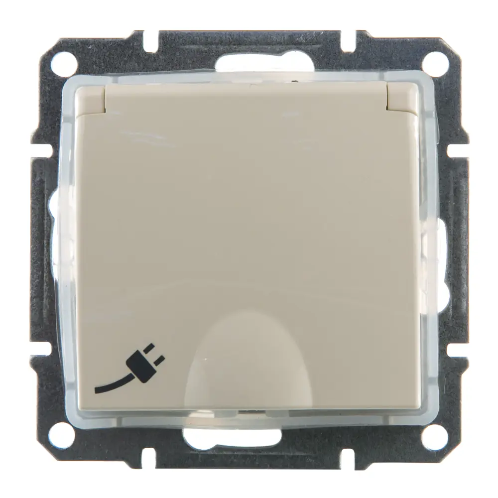 Розетка Schneider Electric Sedna с заземлением, крышка, цвет бежевый, IP44 13370473 STLM-2141276