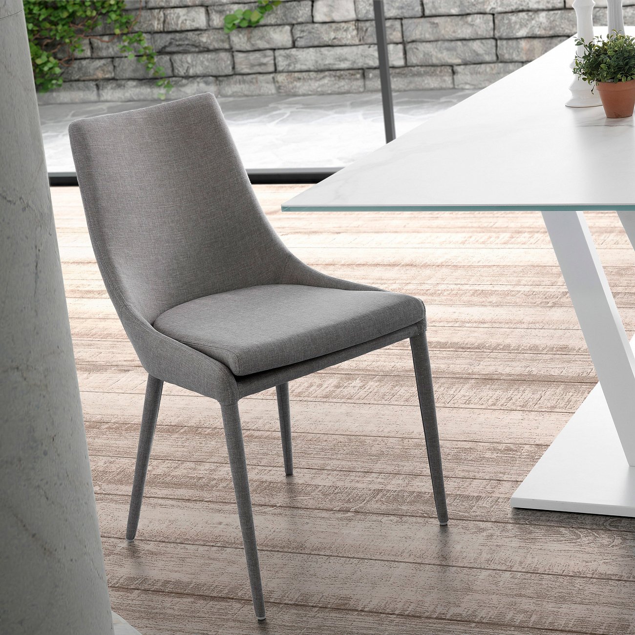 Стул Dant (светло-серый, Pu + ткань) от La Forma LA FORMA  148144 Серый  - Вид №3