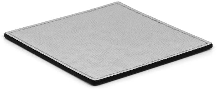 Квадратная подставка - 12x12 см / тканая кожа_темно-серая