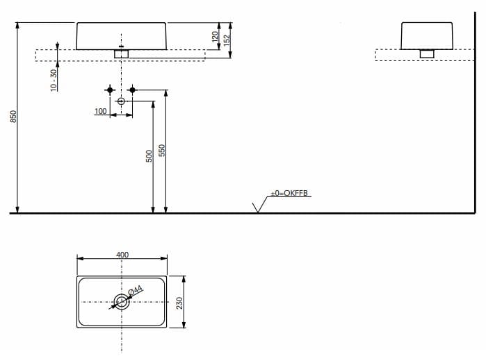 Прямоугольная керамическая столешница для мытья рук TOTO CS ARCH-00121271 - Вид №3
