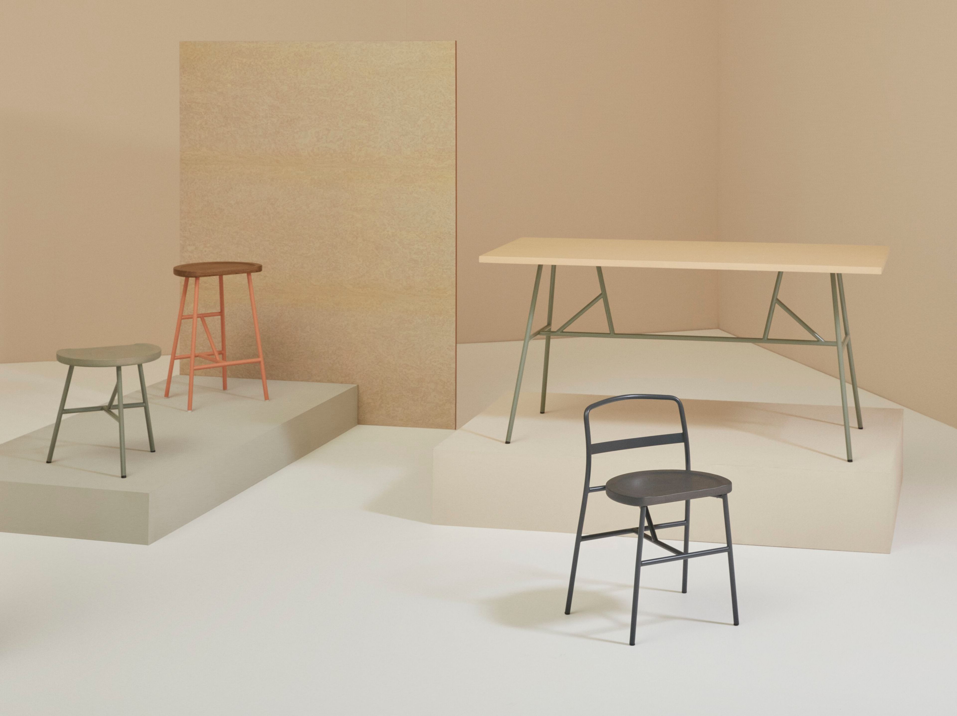 Высокий прямоугольный стол из стали и ясеня Billiani Puccio ARCH-00007564 - Вид №1