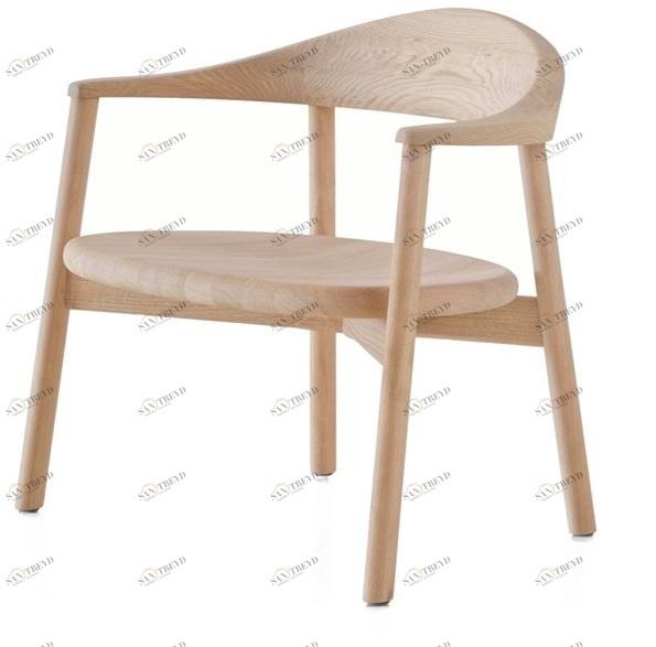 BassamFellows Кресло из массива дерева с подлокотниками Pebble Cb-630