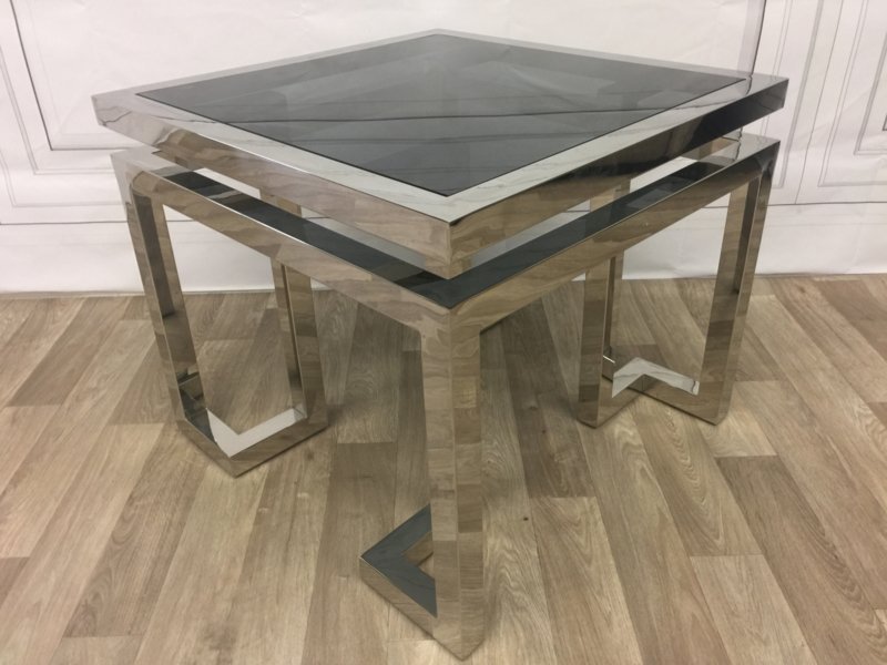 Журнальный столик квадратный со стеклянным топом 65 см Palmer от Eichholtz EICHHOLTZ  242390 Прозрачный;хром  - Вид №7